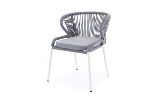 MR1001587 стул из роупа, каркас алюминий светло-серый шагрень, роуп оранжевый, ткань светло-серая
